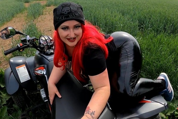 Taylor Burton - Latex sex in the field on an ATV