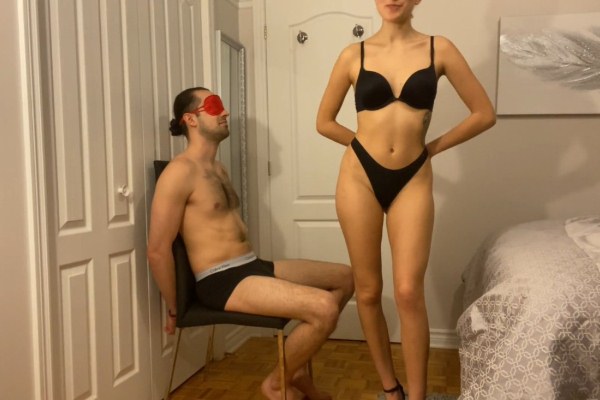 LilyAndChad - Hot Girl Blindfolds And Cuffs Her Boyfriend And Gives A Lapdance And Creampie