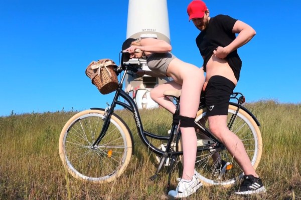 Young cyclist wants to fuck near the windmill