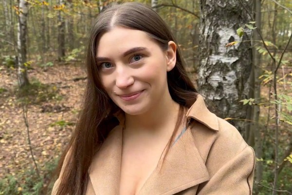 A girl got lost in the forest and is ready to have sex to save herself