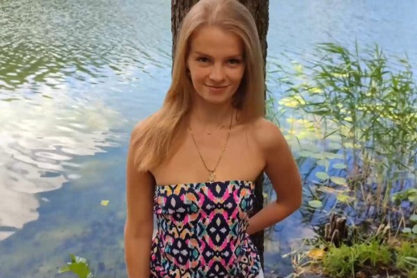 Fuck a petite blonde by a forest lake