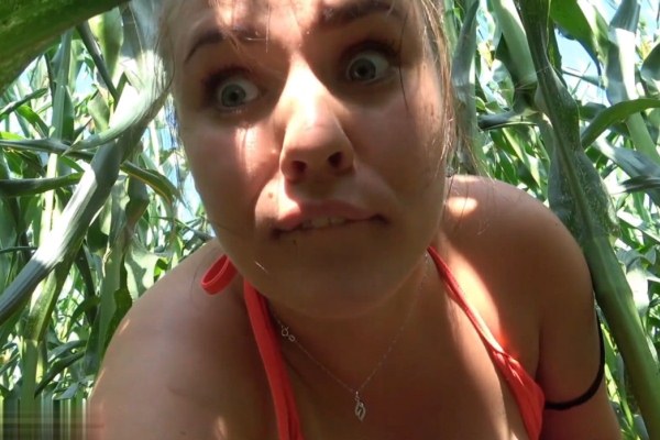 Anja Amelia - Hot exchange student has to pay for the trip with bareback fucking in a cornfield