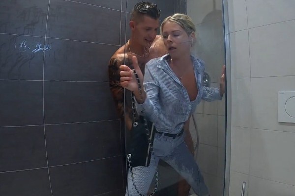 Claudia Macc - Dressed wife dragged into shower and fucked in ass