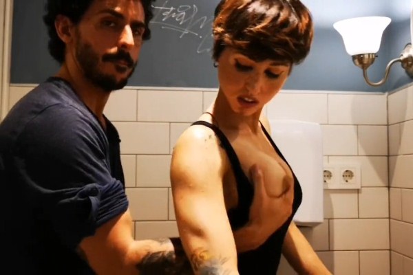 Fuck me in a public toilet in the entrance and at home