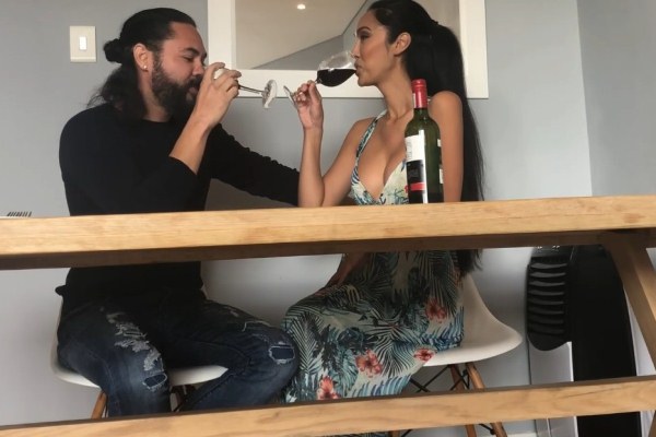 Sunday lunch with wine and a hot Asian in a sundress